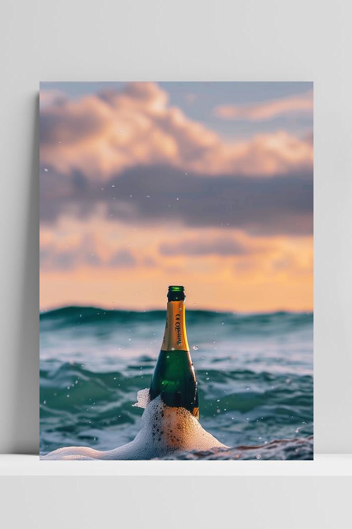 Champagne Oceaan op 3mm aluminium dibond