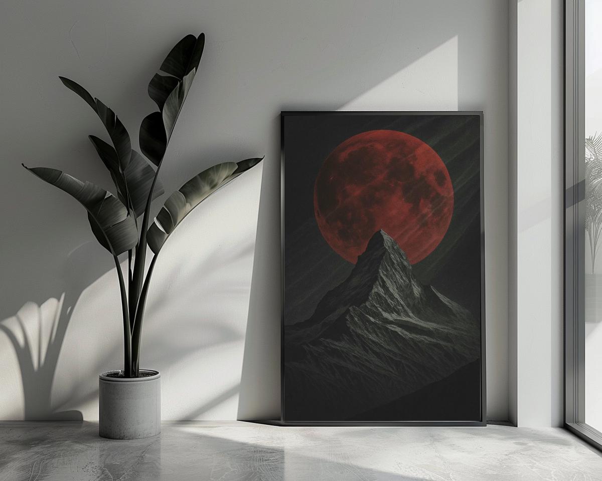 Red Moon Mountain poster van 25 Artstreet