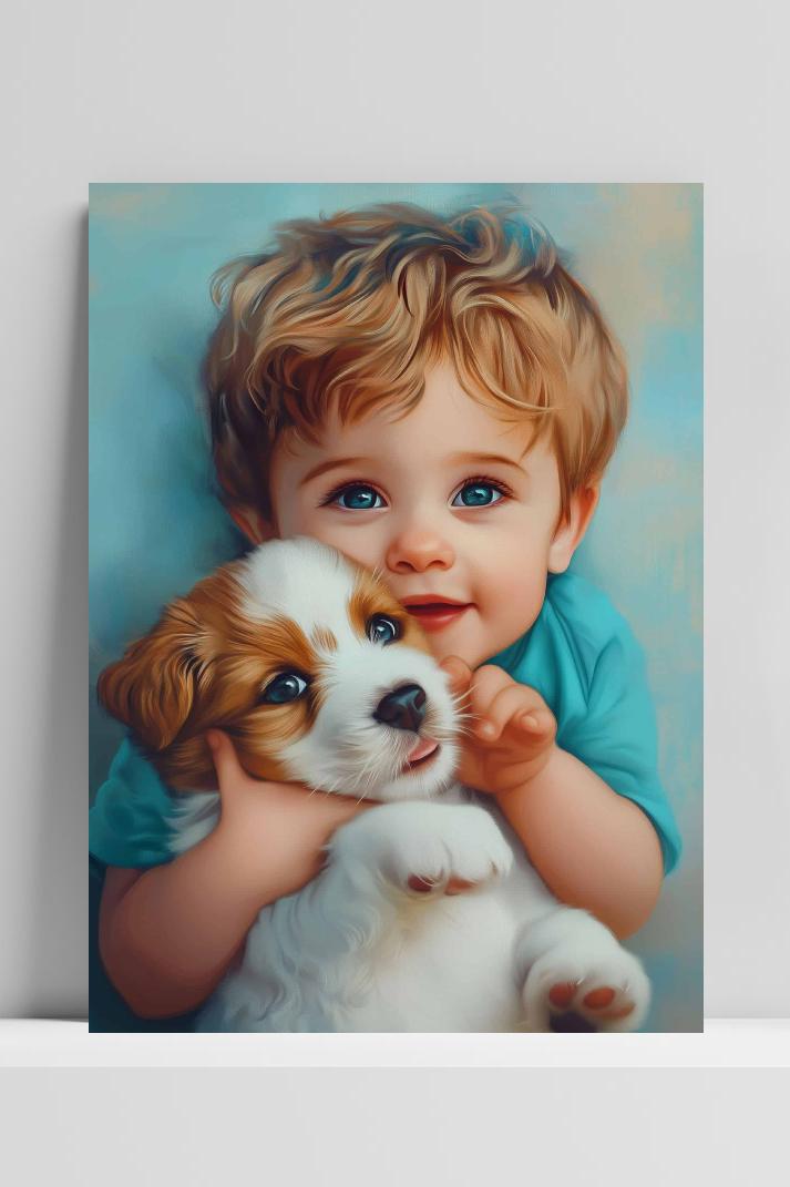 Peuter Puppy op 3mm aluminium dibond