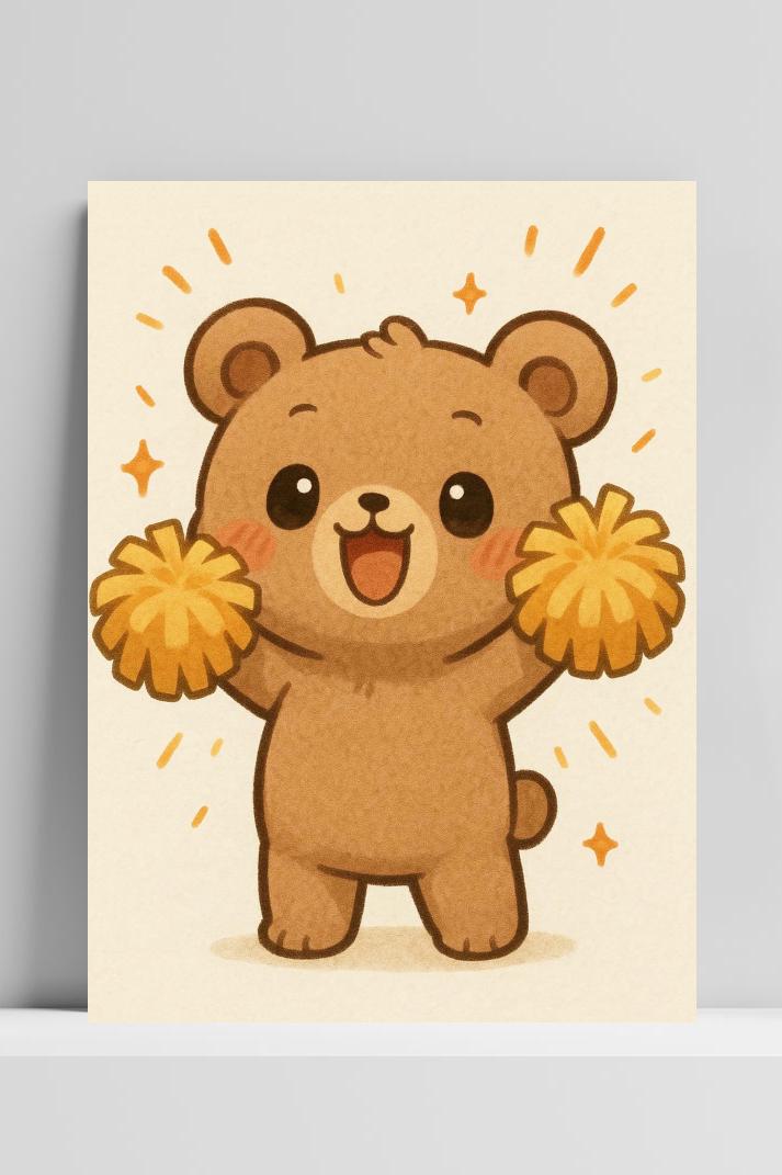 Baby Bear Cheer op 3mm aluminium dibond