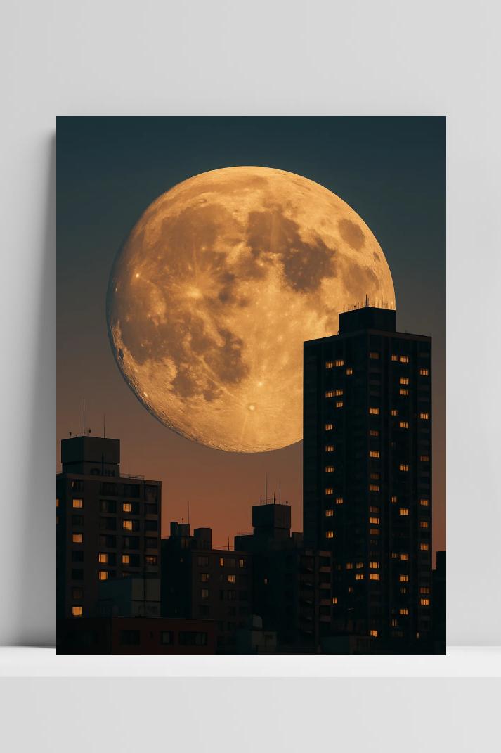 Moon City Buildings Night in interieur