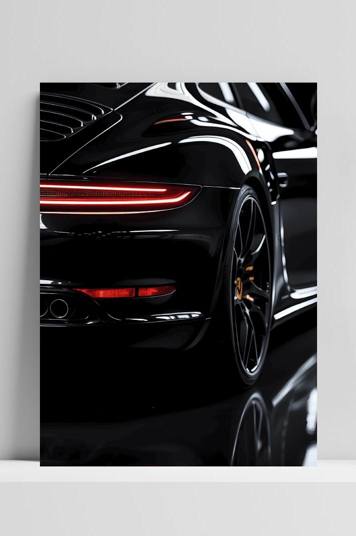 Porsche Zwart op 3mm aluminium dibond