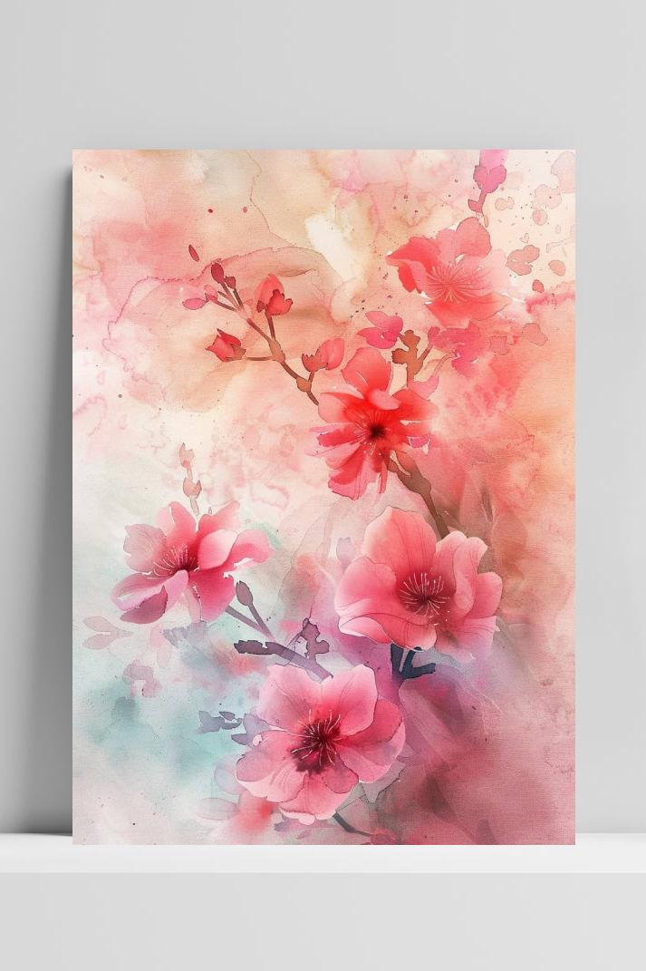 Bloemen Aquarel op 3mm aluminium dibond