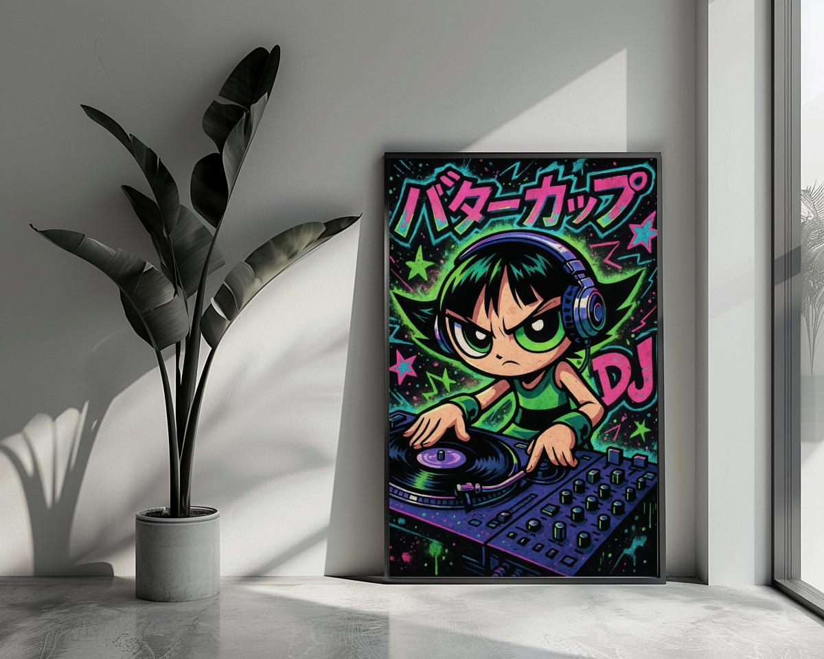 Buttercup Powerpuff Girls DJ poster van 25 Artstreet