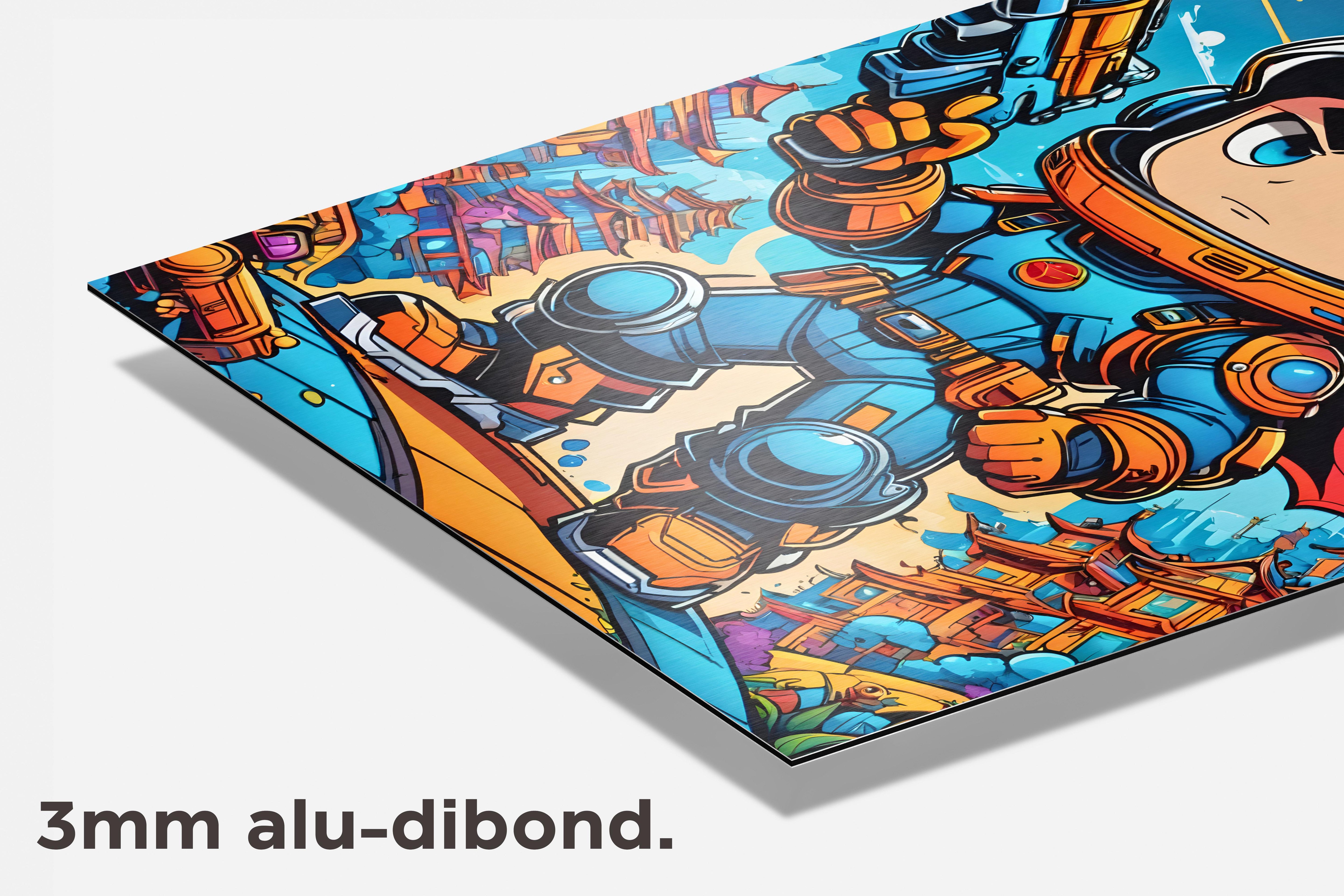 Ruimte Astronaut Cartoon dibond detail