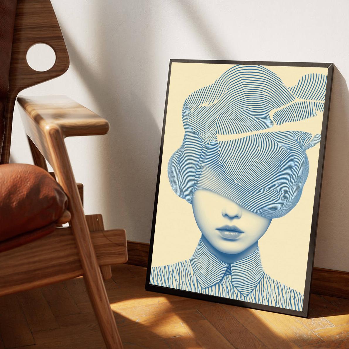 Line Art Portrait dans un intérieur