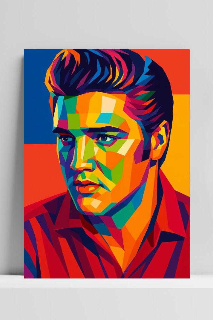 Elvis Presley Pop Art op 3mm aluminium dibond