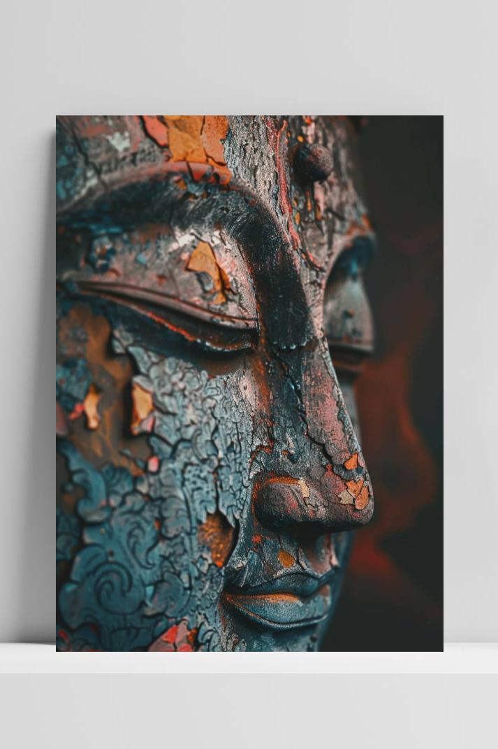 Boeddhagezicht op 3mm aluminium dibond