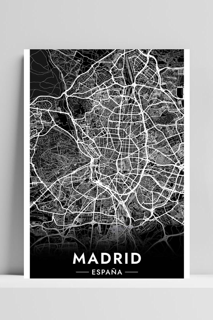 Madrid Map op 3mm aluminium dibond
