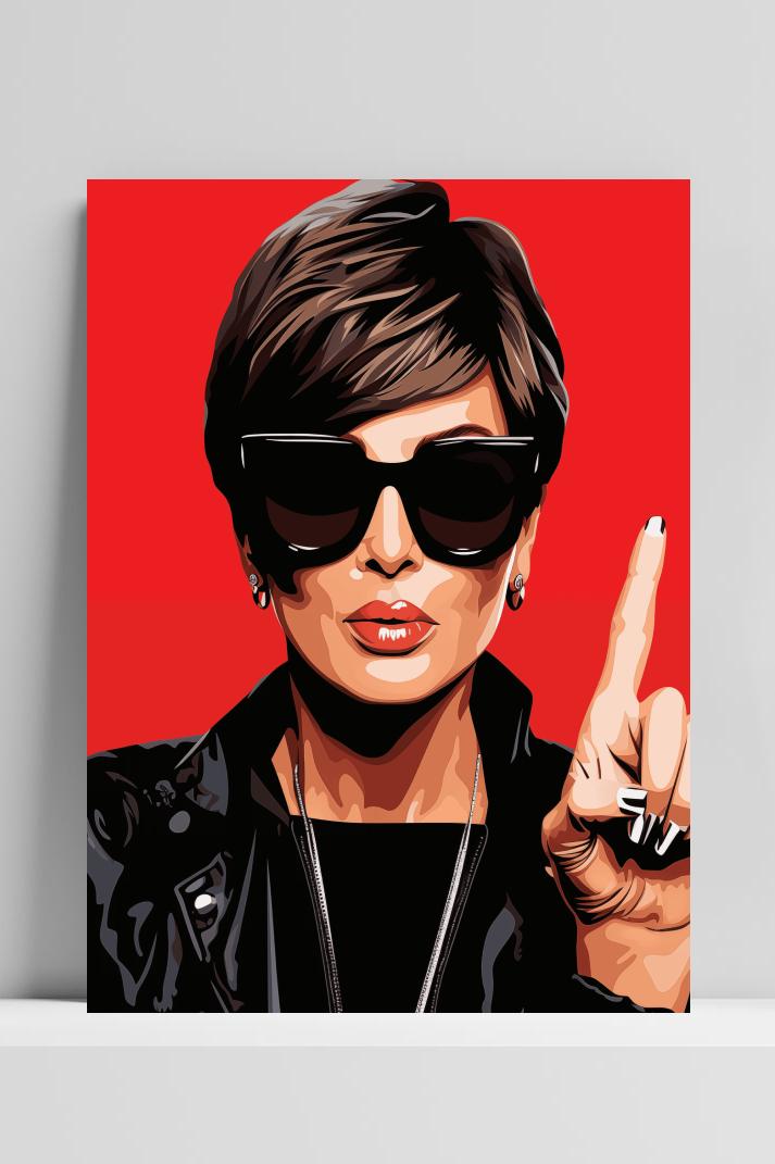 Kris Jenner Rood Bril op 3mm aluminium dibond