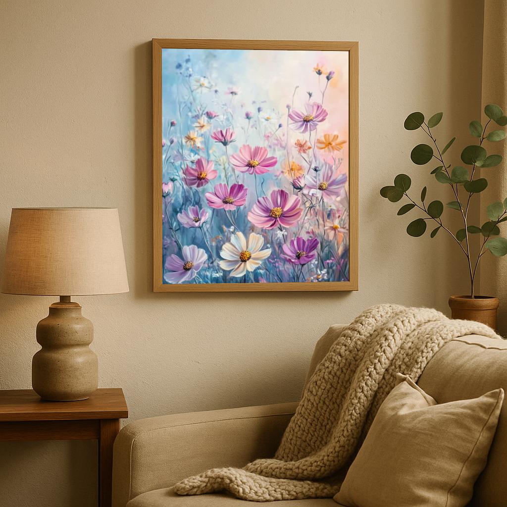 Cosmos Flowers Aquarel poster sfeerbeeld 1