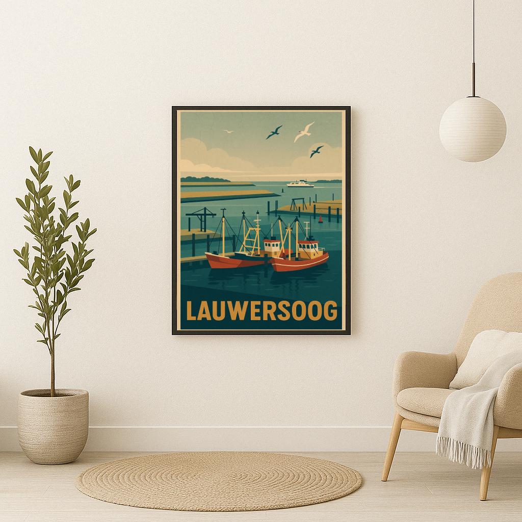 Lauwersoog Text Vintage poster sfeerbeeld 2