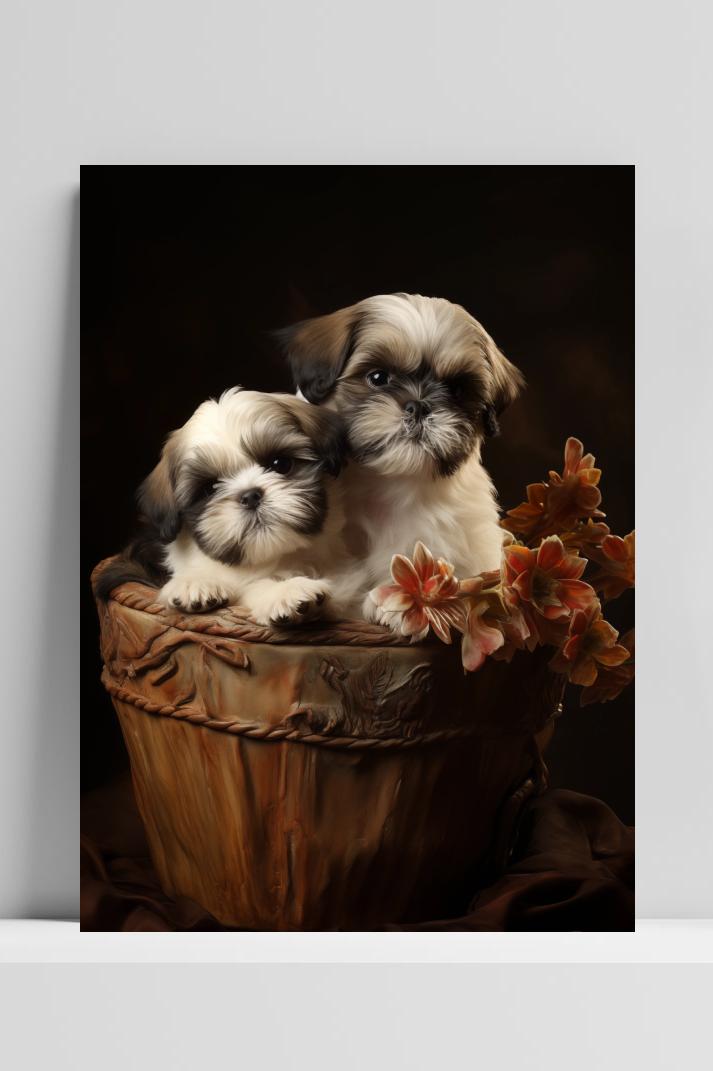 Shih Tzus Pups op 3mm aluminium dibond