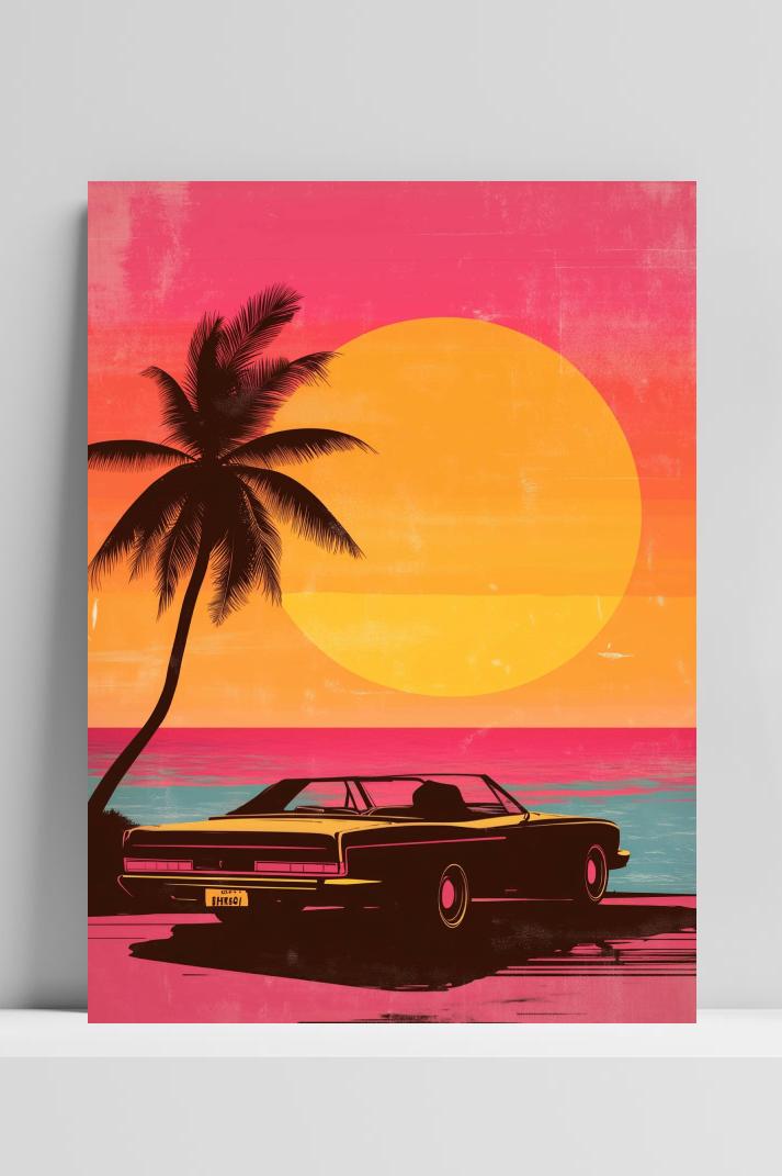 Retro Auto op 3mm aluminium dibond
