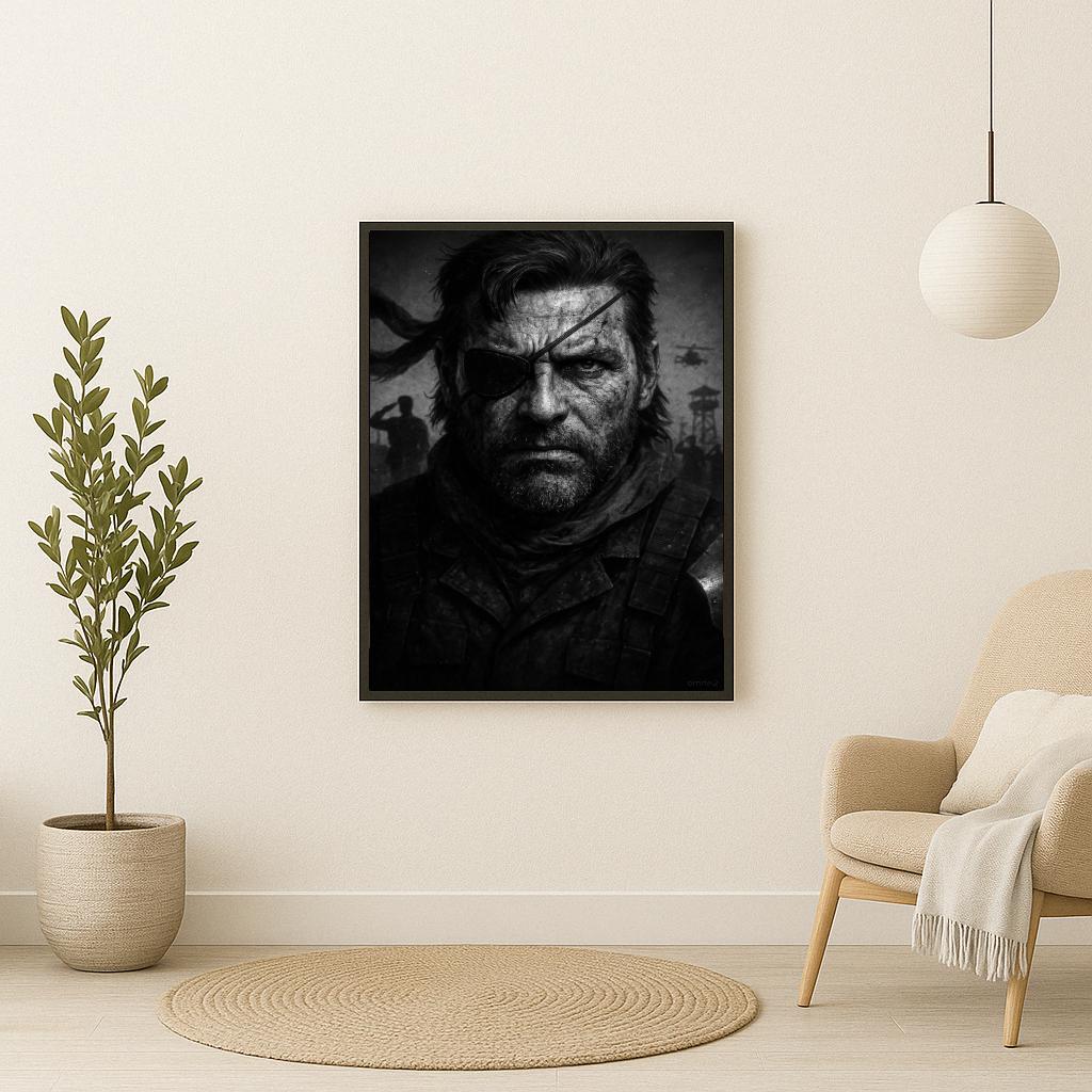 Big Boss Metal Gear Solid B&W poster sfeerbeeld 2