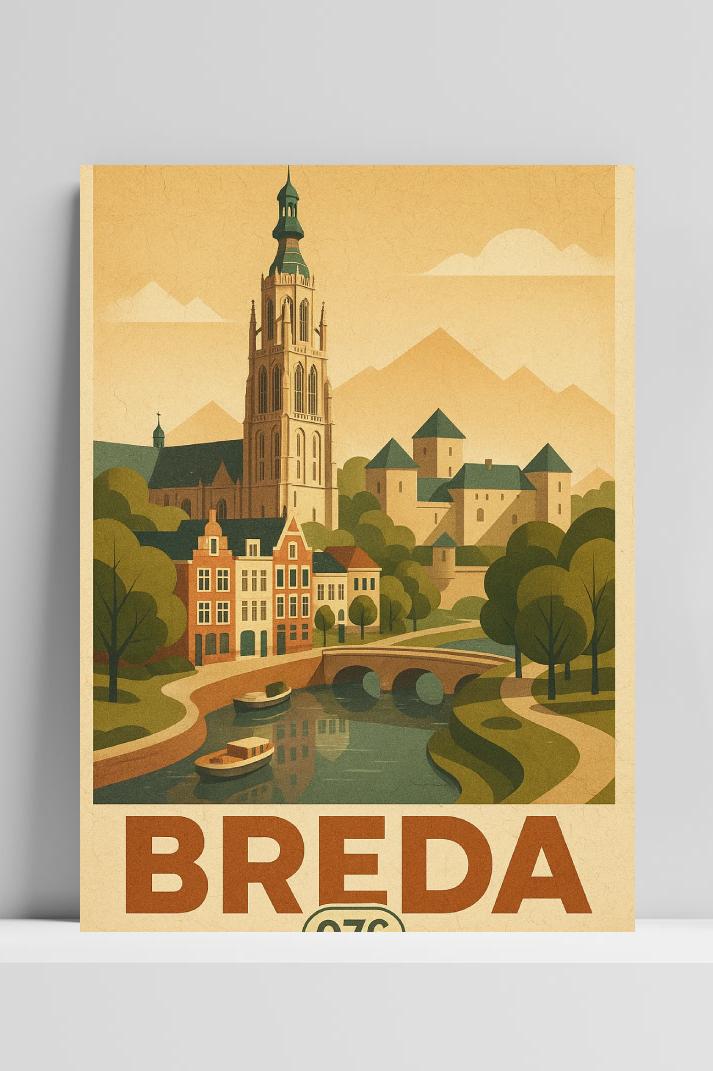 Breda Text Vintage op 3mm aluminium dibond