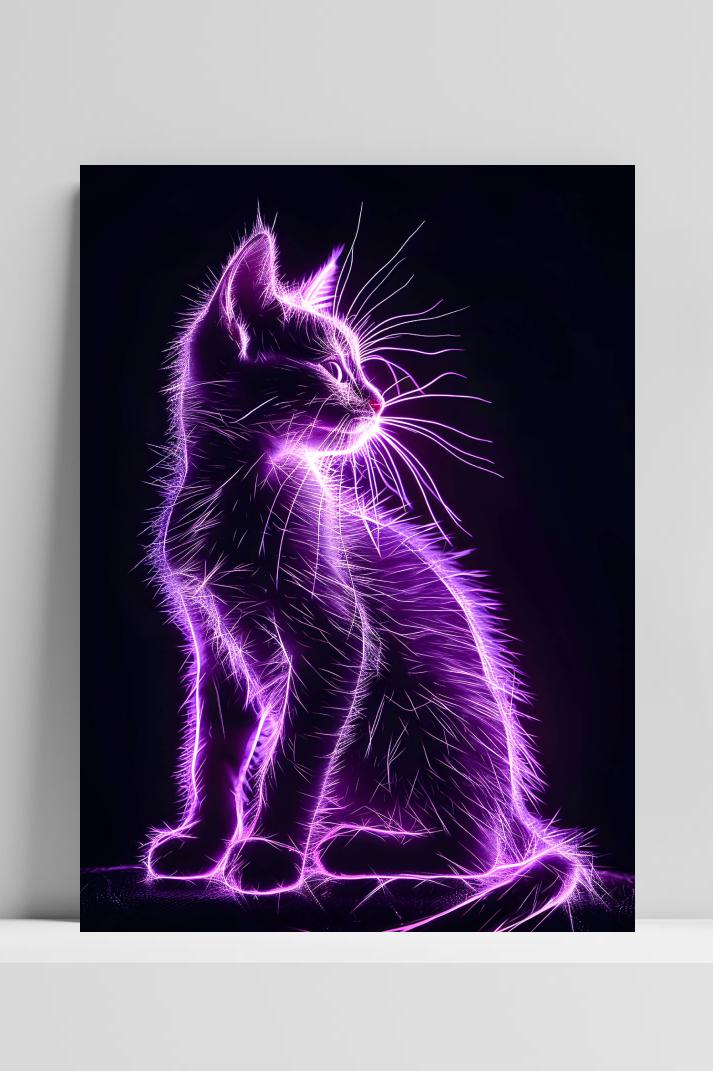 Neon Kat op 3mm aluminium dibond