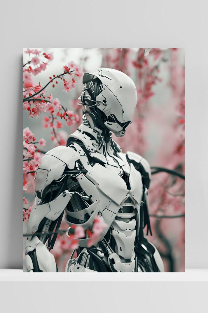 Robot Sakura op 3mm aluminium dibond