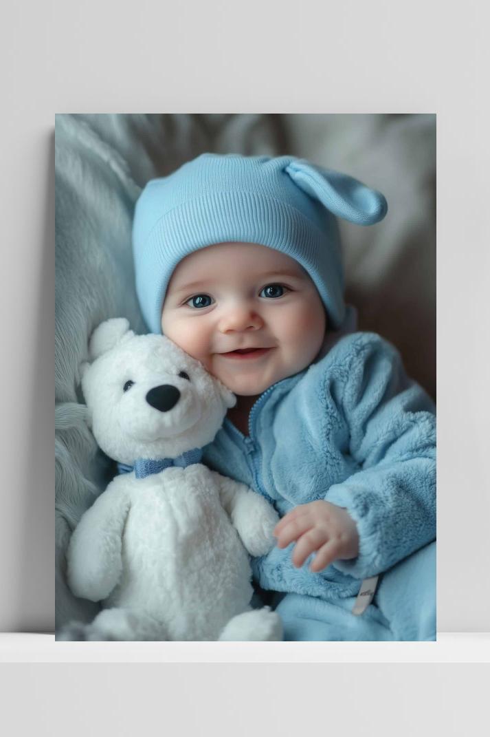 Baby Teddybeer op 3mm aluminium dibond