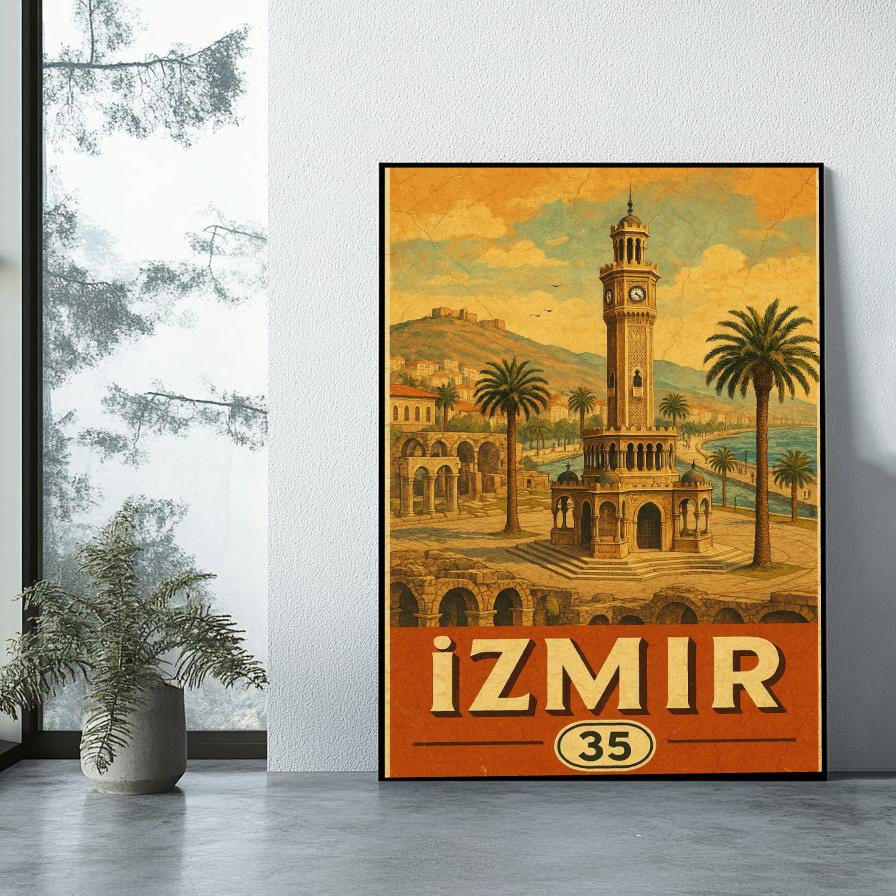 Izmir Turkey Vintage Text poster sfeerbeeld 1