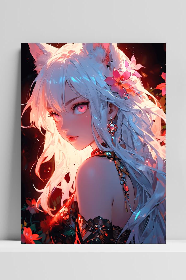 Wolvenmeisje op 3mm aluminium dibond