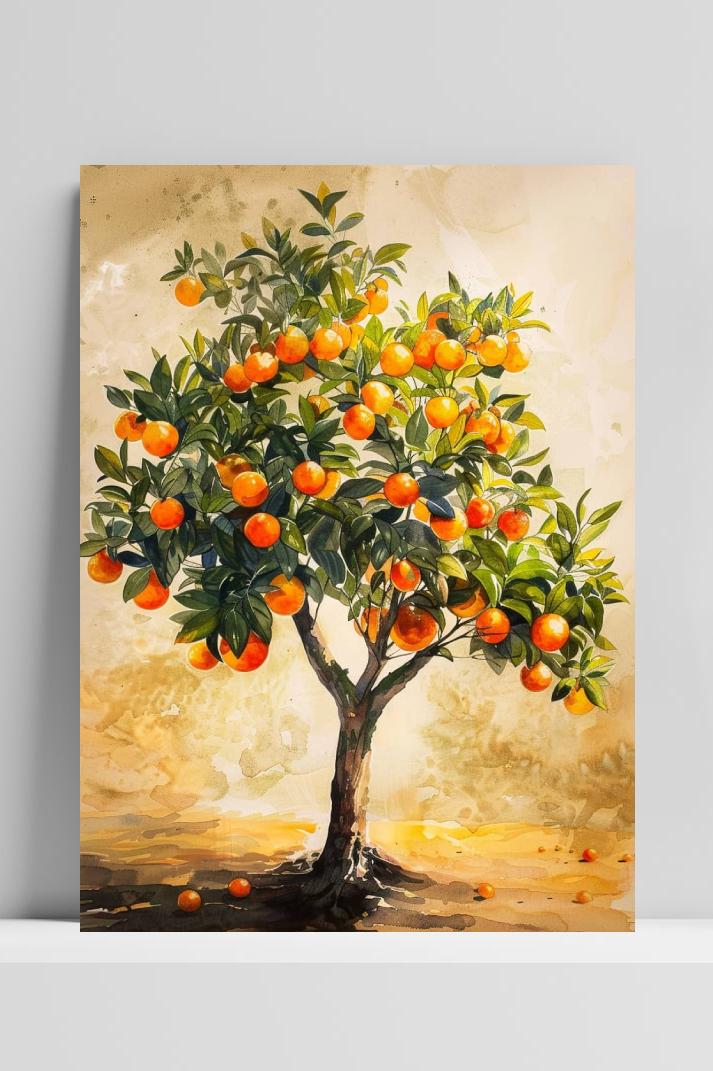 Sinaasappelboom op 3mm aluminium dibond