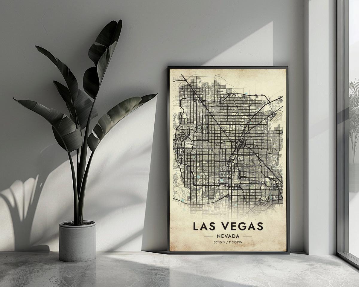 Las Vegas Map Nevada Vintage poster van 25 Artstreet