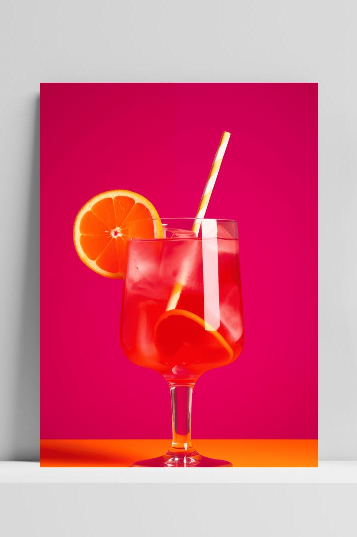 Grapefruit Cocktail op 3mm aluminium dibond