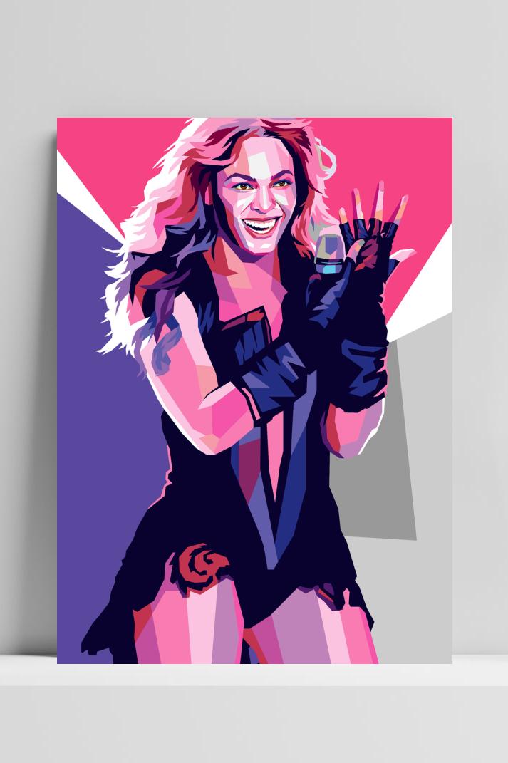 Beyonce Pop Art op 3mm aluminium dibond