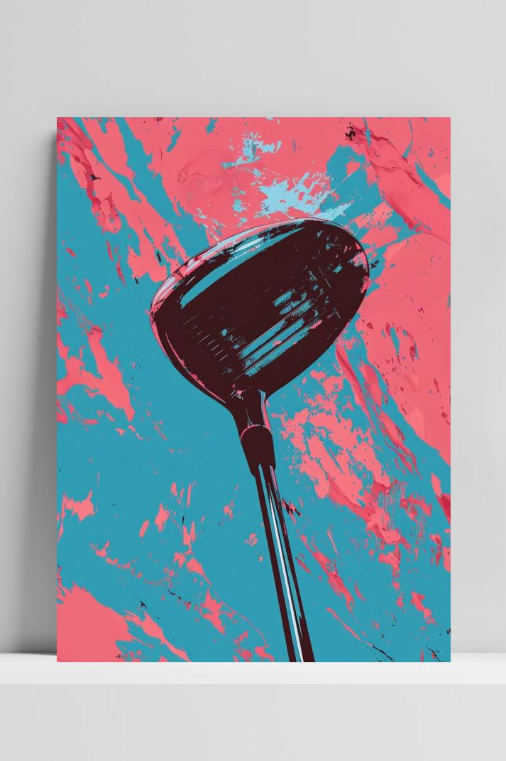 Golfclub Blauw Roze op 3mm aluminium dibond
