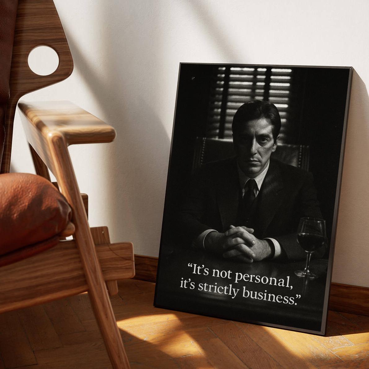 Al Pacino It's not Personal Text B&W The Godfather poster sfeerbeeld 1