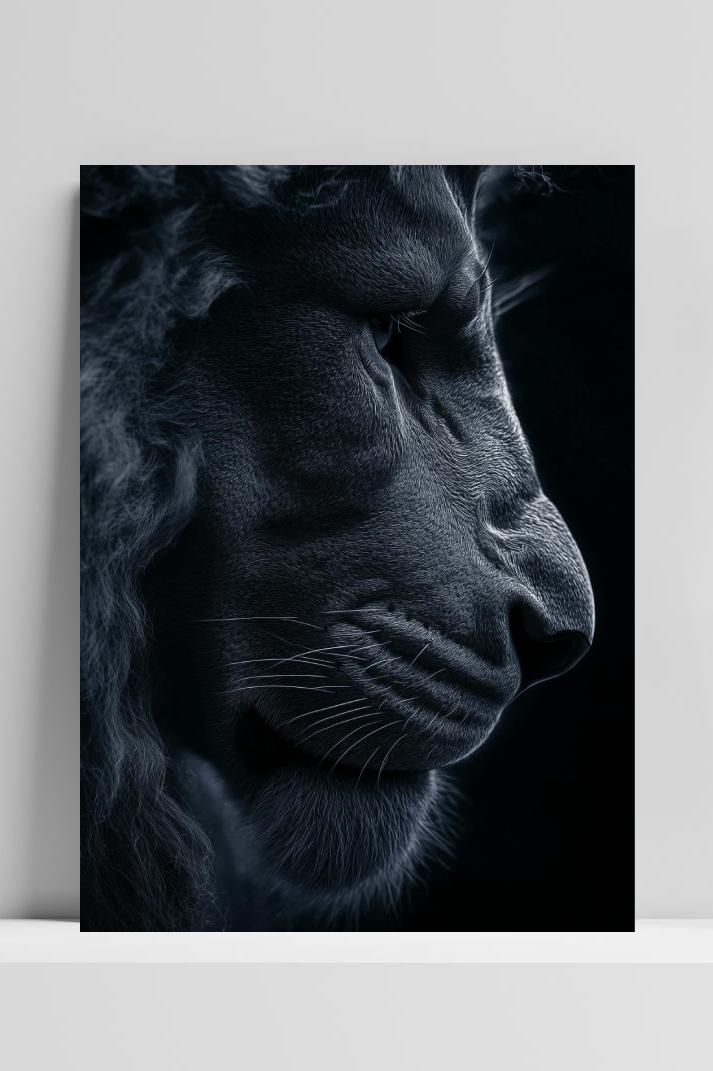 Lion B&W op 3mm aluminium dibond