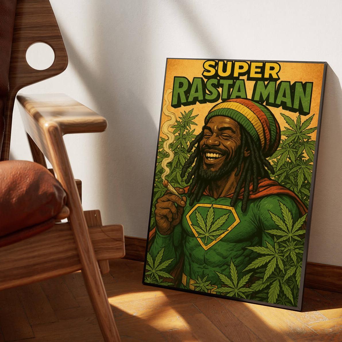 Super Rasta Man Cannabis Text poster sfeerbeeld 1