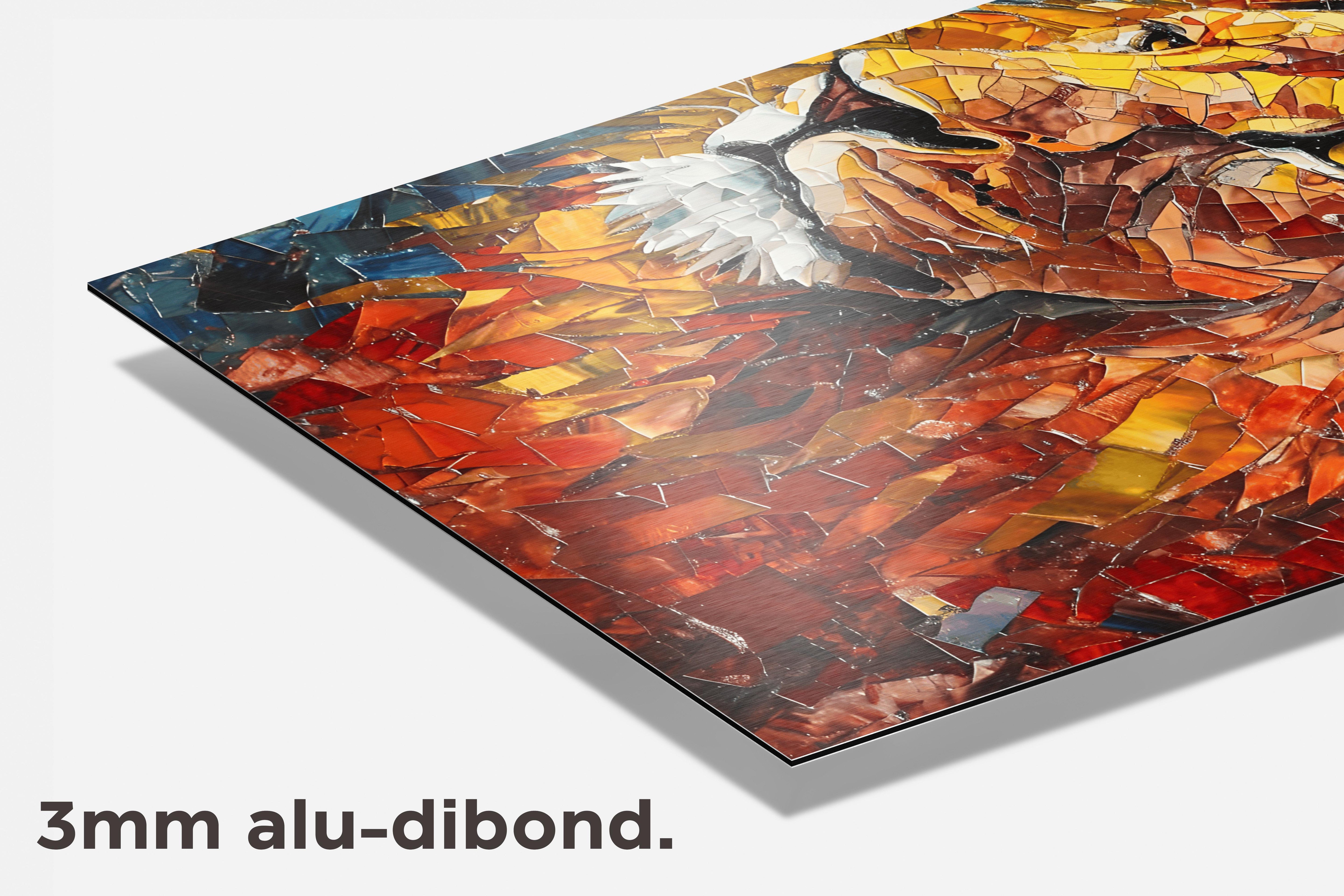 Mozaik Leeuw dibond detail
