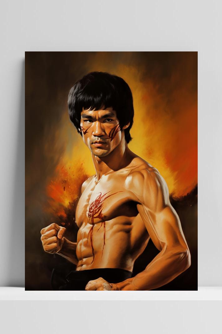 Bruce Lee Gevecht op 3mm aluminium dibond