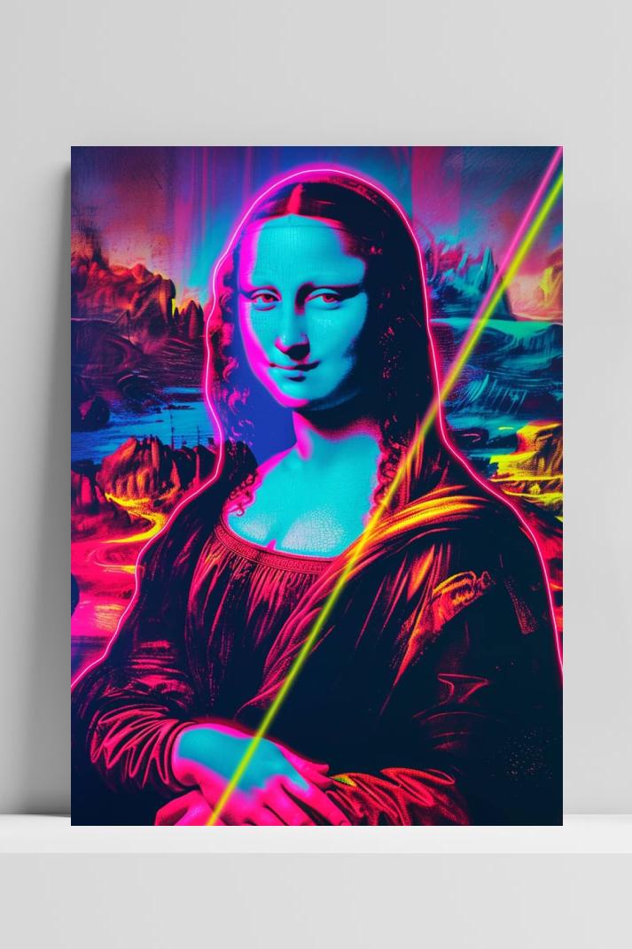 Mona Lisa Neon op 3mm aluminium dibond