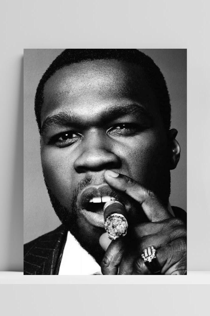 50 Cent Cigar B&W op 3mm aluminium dibond