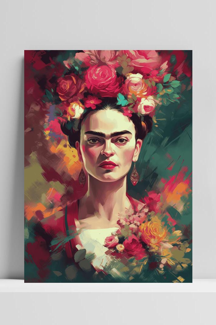 Frida Kahlo Abstract op 3mm aluminium dibond
