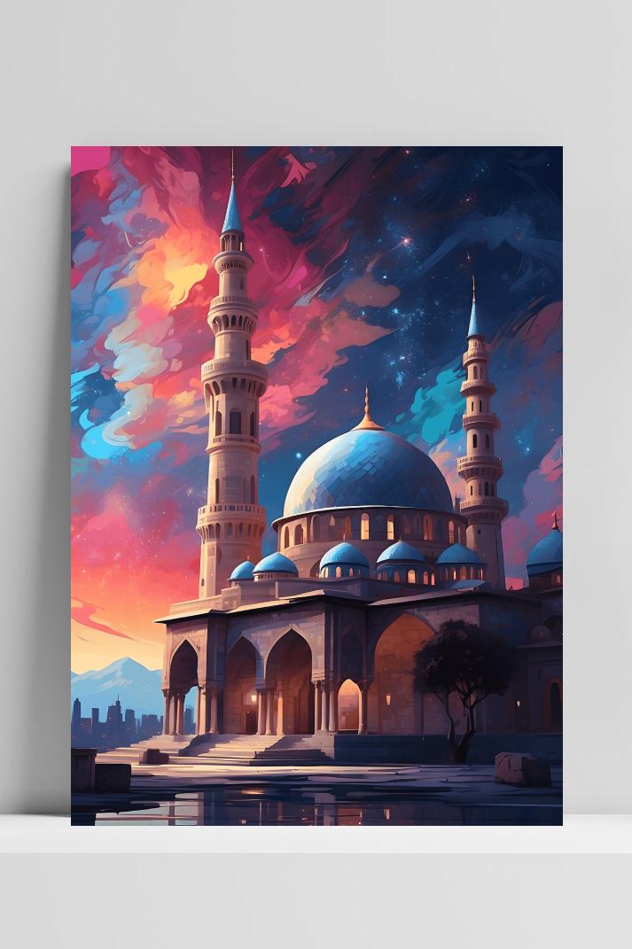 Arabische Moskee op 3mm aluminium dibond
