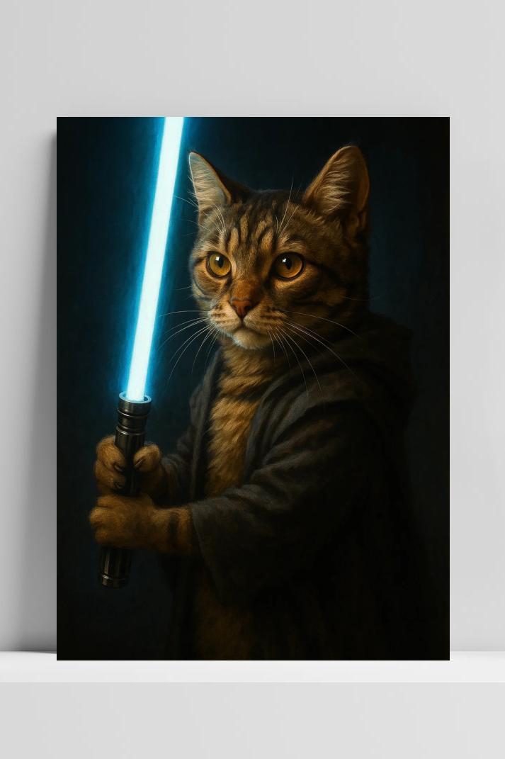 Cat Lightsaber op 3mm aluminium dibond