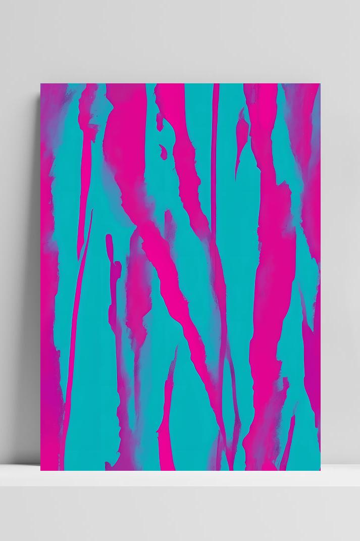Cyan Magenta Abstract op 3mm aluminium dibond