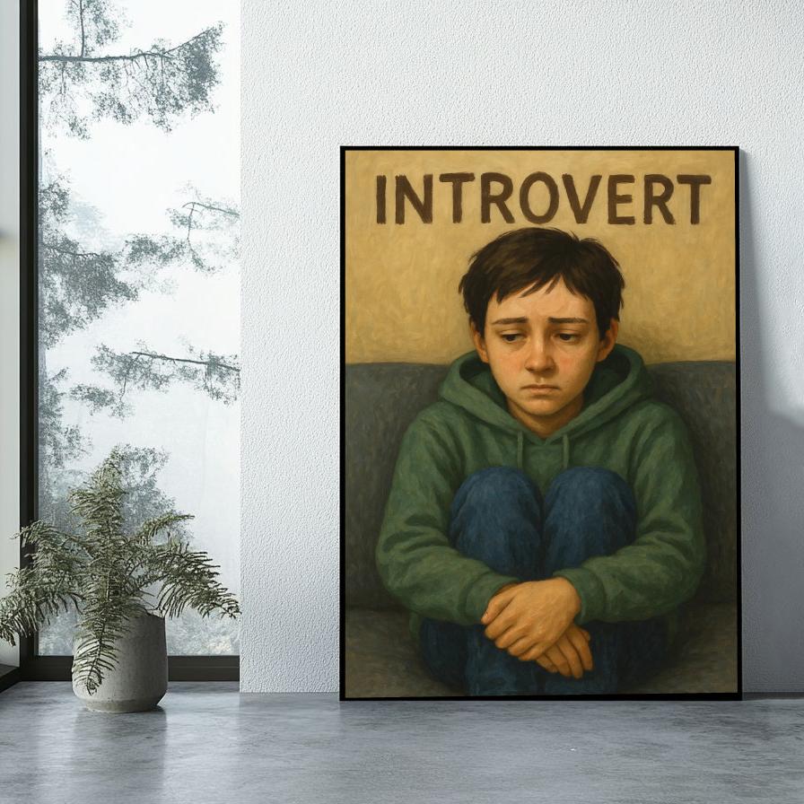 Introvert Text Quote Boy poster sfeerbeeld 1