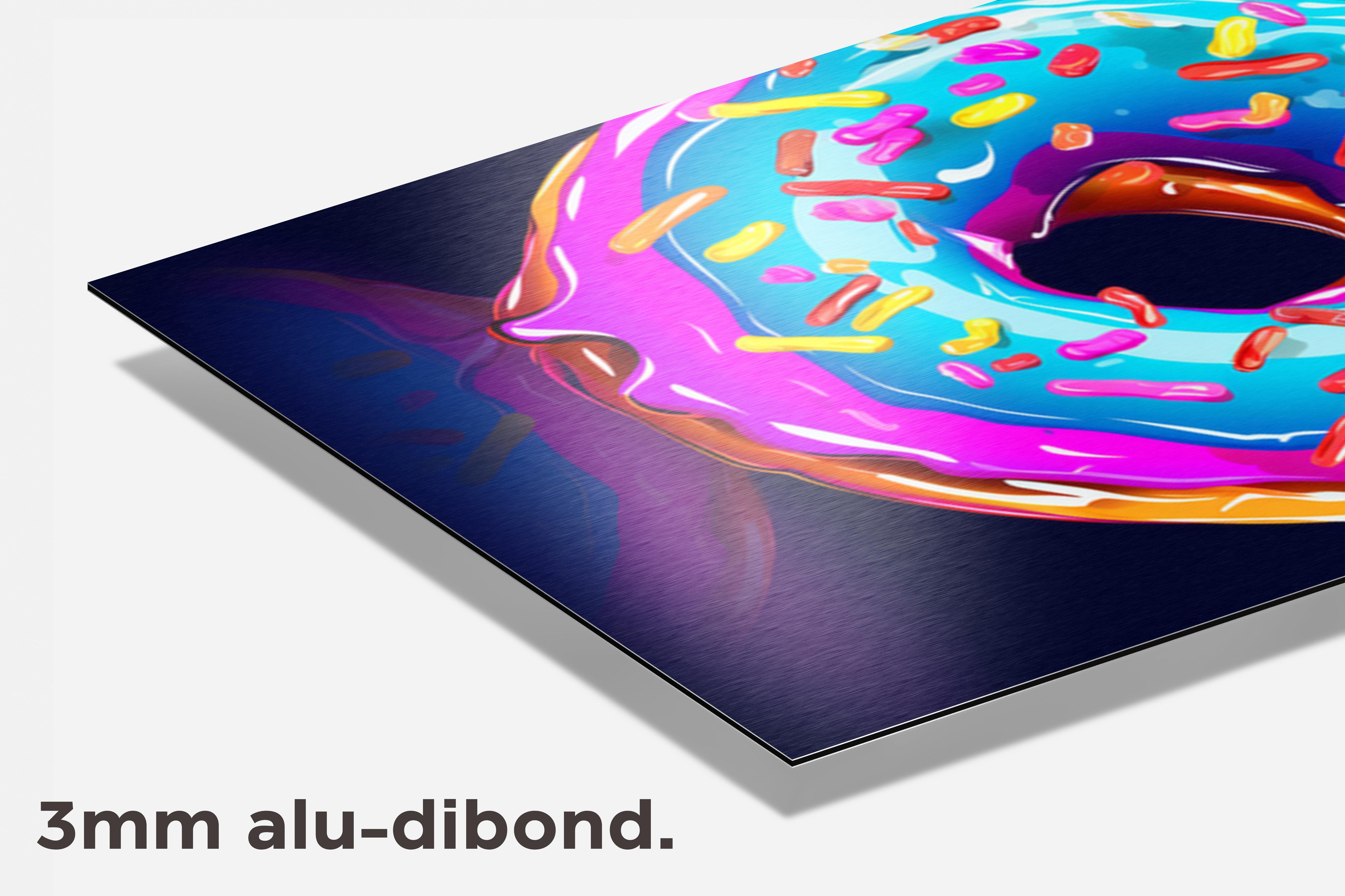 Donut Neon Blauw dibond detail