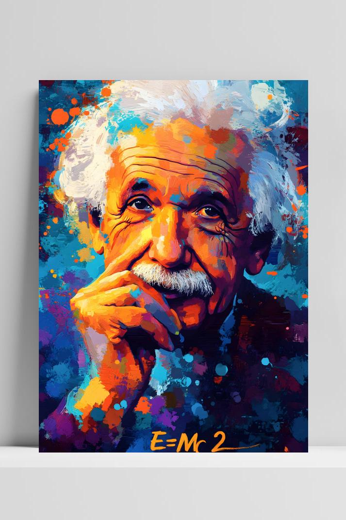 Albert Einstein op 3mm aluminium dibond