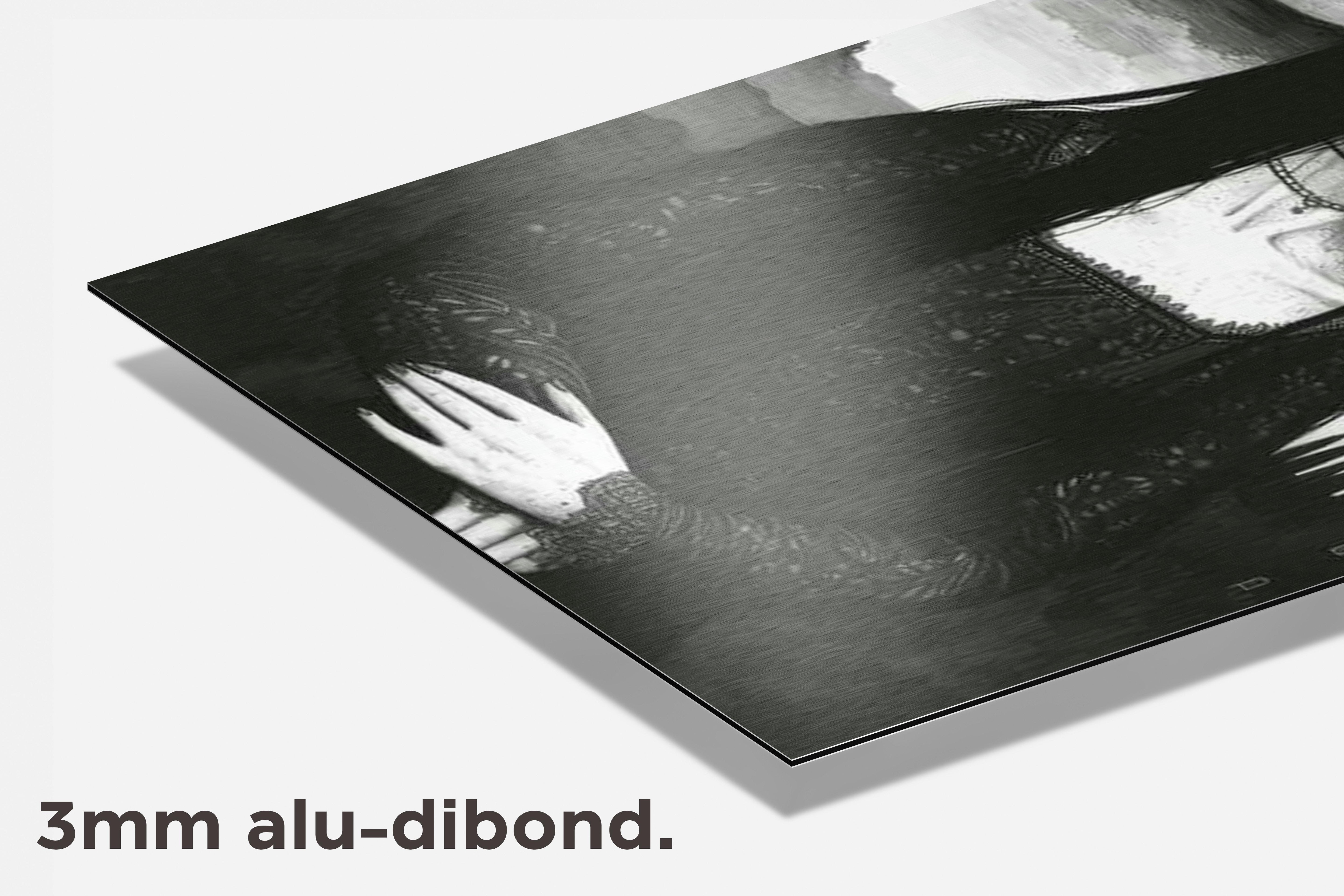Halloween Vrouw Zwart Wit dibond detail