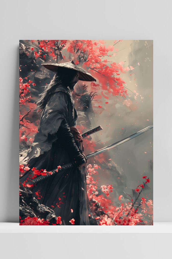 Oosterse Samoerai op 3mm aluminium dibond