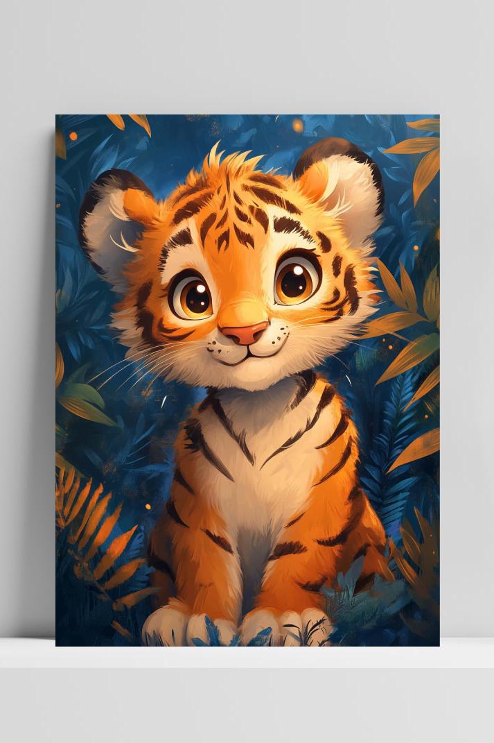 Baby Tiger op 3mm aluminium dibond
