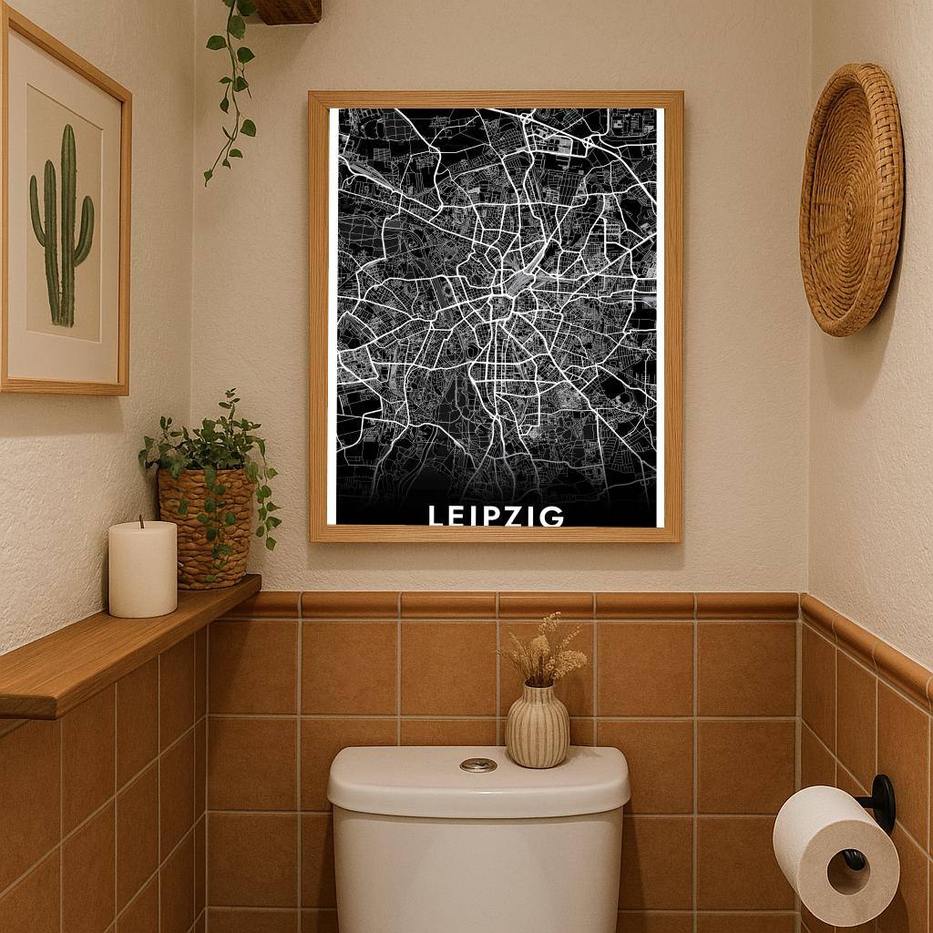 Leipzig Map Deutschland Black poster sfeerbeeld 3