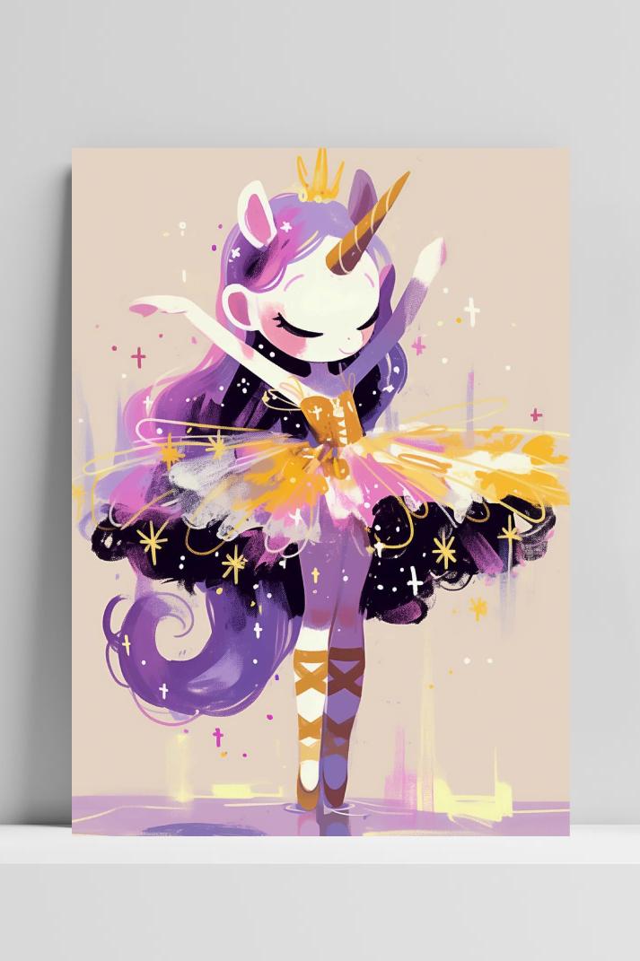 Unicorn Ballerina Art op 3mm aluminium dibond