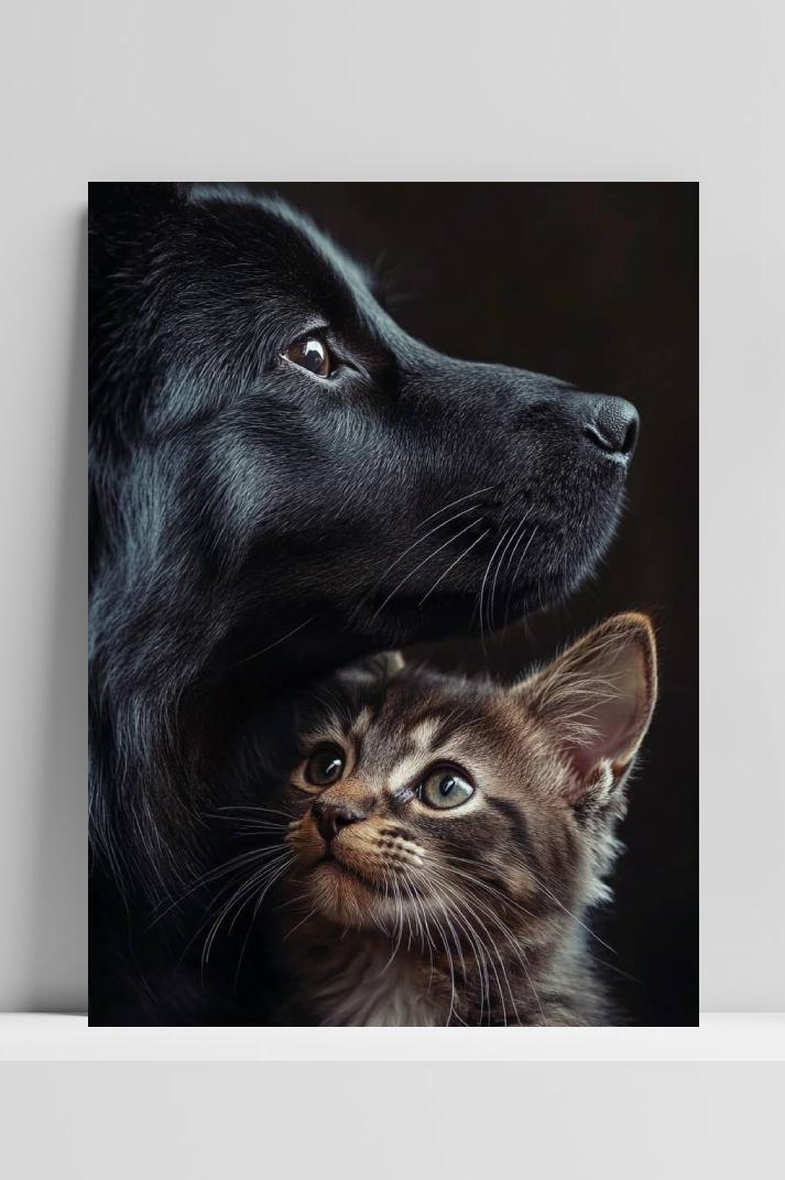 Hond Kat op 3mm aluminium dibond